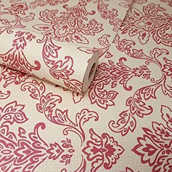 Fine Decor Luxury Cream Beige & Red Floral Damask Wallpaper FD40438 RRP 12.99 CLEARANCE XL 6.99